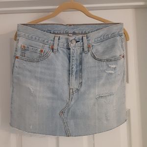 Levi's Light Wash Distressed Mini Skirt